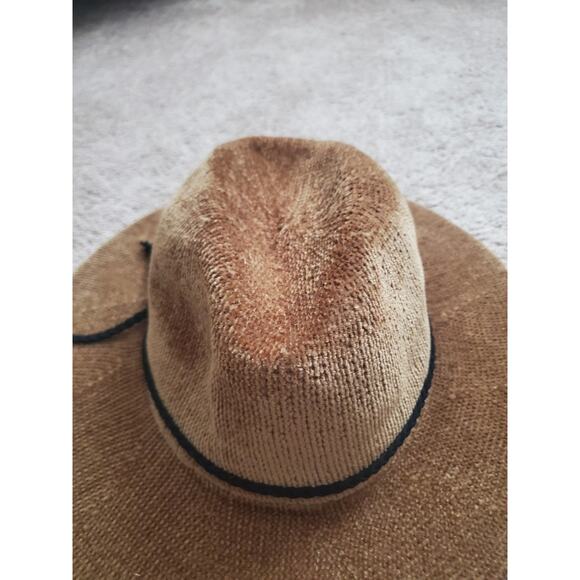 Britt’s Knits Getaway Panama Hat Brown Foldable Chenille Women's NWT - Picture 2 of 6